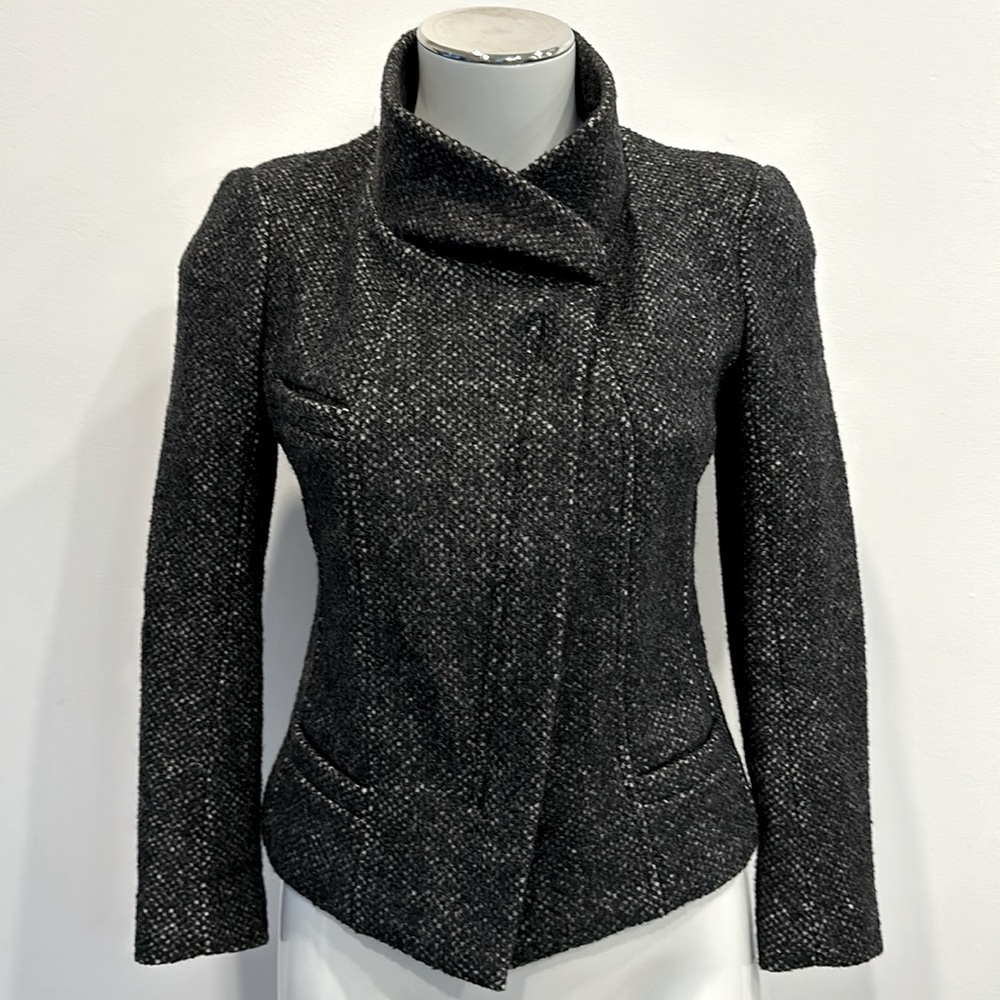 ISABEL MARANT ETOILE Fitted Jacket Extra Small Black Speckled Virgin Wool